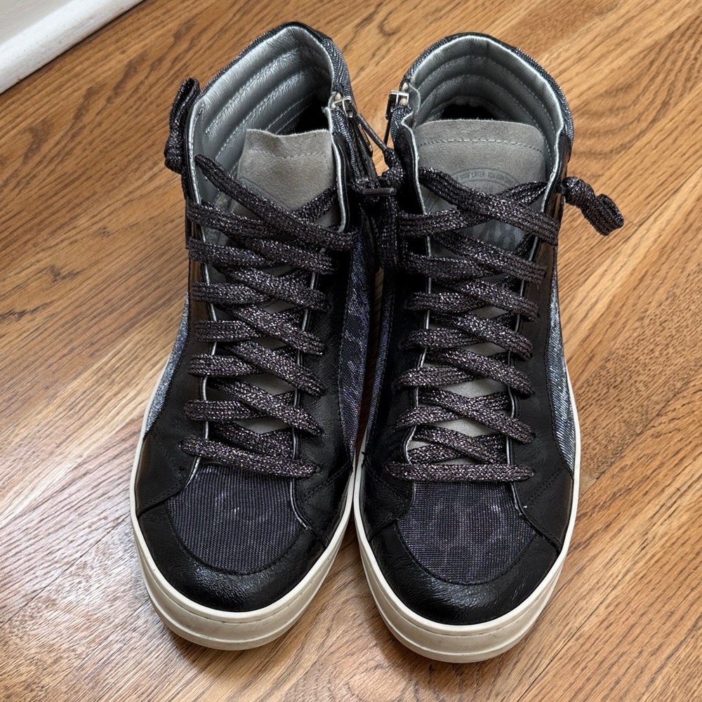 P448 Women's Black High-Top Sneakers (metallic) size 40